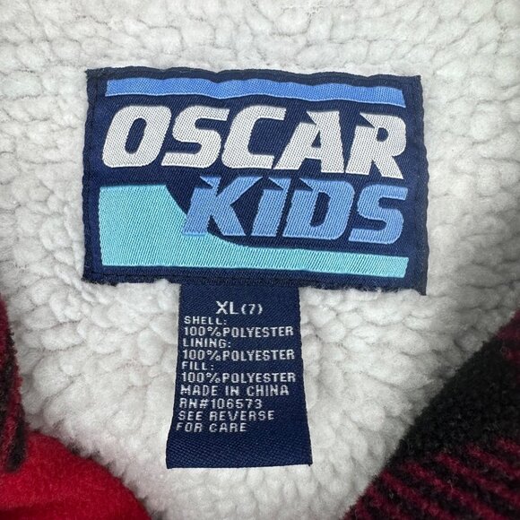 Vintage Buffalo Plaid Fleece Coat Jacket Red Black Checkered Sherpa Lining - Picture 4 of 6